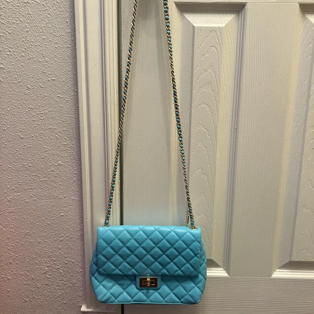 G by Giuliana Quilted Turquoise Crossbody Bag - Picture 2 of 11
